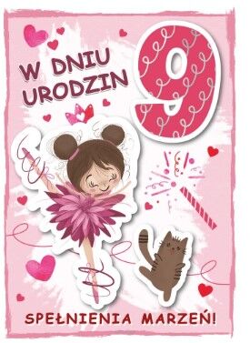 KARTKA URODZINY 9 DZIEWCZYNKA 2490 NN