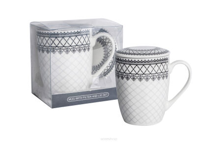 KUBEK Z METAL. ZAPARZACZ ORNAMENT 350 ML 4538