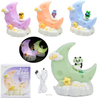 LAMPKA NOCNA KSIĘŻYC ZE ZWIERZAKIEM 15X17 CM 6673