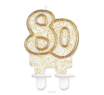 ŚWIECZKA B&C CYFERKA "80" ZŁOTY KONTUR 1255