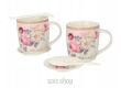KUBKI 2 SZT Z ŁYŻECZKAMI KWIATY 340 ML 3593 - 2
