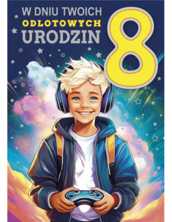 KARTKA URODZINY CYFRY NA GĄBKACH 8 CHŁ (10) 9207