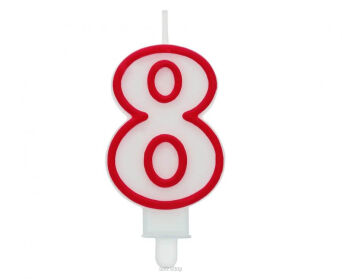 ŚWIECZKA CYFERKA CZERWONY KONTUR "8" [5] 9062
