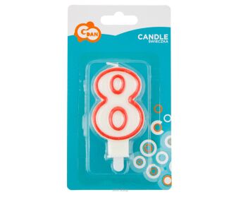ŚWIECZKA CYFERKA CZERWONY KONTUR "8" [5] 9062