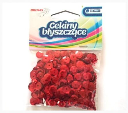 CEKINY BŁYSZCZĄCE 8MM 10G CZERWONE 0808