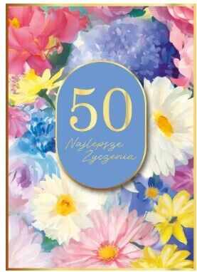 KARTKA URODZINY 50 KWIATY MALOWANE 5620 NN