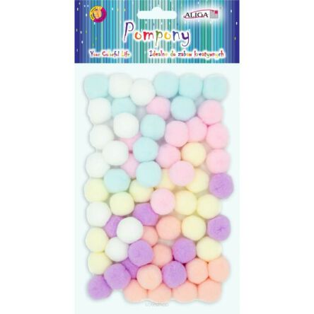 POMPONY PASTEL MIX KOL. 2cm 60 SZT 3080 NN