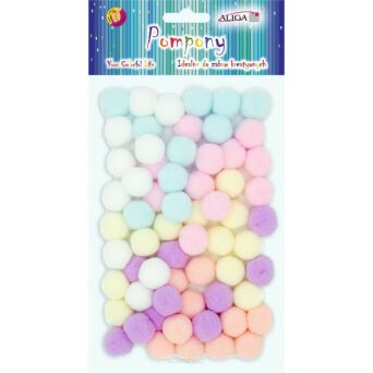 POMPONY PASTEL MIX KOL. 2cm 60 SZT 3080 NN