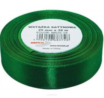 WSTĄŻKA SATYNOWA 25MM/32M CIEMNO ZIELONA 3748