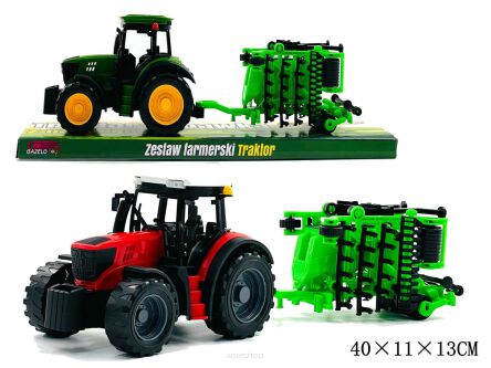 TRAKTOR Z MASZYNĄ ROLNICZĄ PRZYCZEPĄ 40X13 CM 1563