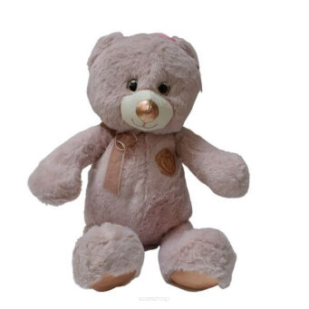 PLUSZ MIŚ PASTEL Z KOKARDĄ I RÓŻĄ 37 CM 1618