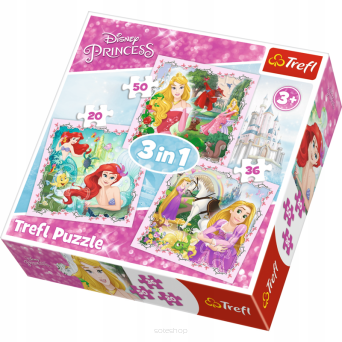 TREFL PUZZLE 3W1 ROSZPUNKA AURORA ARIELKA 8422 NN