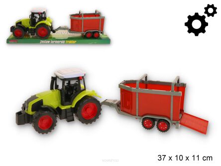 TRAKTOR Z PRZYCZEPĄ 11X37 CM 7415