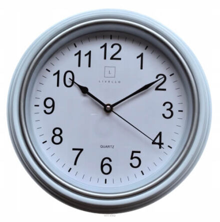 ZEGAR ŚCIENNY BIAŁO SREBRNY 30x30x4 CM 4033