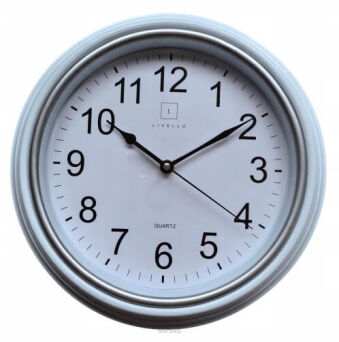 ZEGAR ŚCIENNY BIAŁO SREBRNY 30x30x4 CM 4033