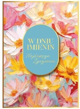 KARTKA IMIENINY KWIATY MALOWANE NIEBIE 5750 NN
