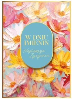 KARTKA IMIENINY KWIATY MALOWANE NIEBIE 5750 NN