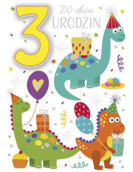 KARTKA URODZINY CYFRY NA GĄBKACH 3 CHŁ (10) 9511