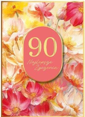 KARTKA URODZINY 90 KWIATY MALOWANE 5699 NN