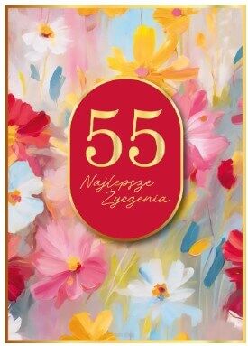 KARTKA URODZINY 55 KWIATY MALOWANE 5637 NN