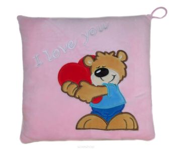 PLUSZ PODUSZKA Z MISIEM I LOVE YOU 25X25 CM 9563