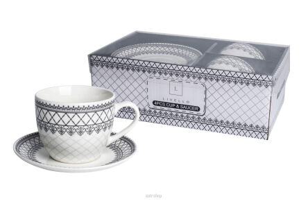 FILIŻANKI ZE SPODKIEM ORNAMENT 250 ML 2 SZT 4453