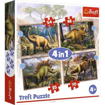 TREFL PUZZLE 4W1 CIEKAWE DINOZAURY 3830 NN