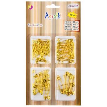 AGRAFKI 4 ROZMIARY ZŁOTE 100 SZT 0910 NN