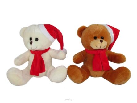 PLUSZ MIŚ ŚWIĄTECZNY W CZAPCE MIKOŁAJA 15 CM 8574