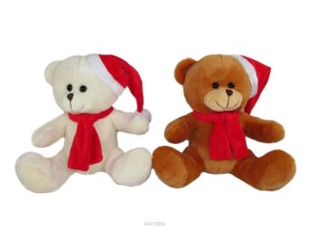 PLUSZ MIŚ ŚWIĄTECZNY W CZAPCE MIKOŁAJA 15 CM 8574