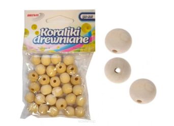 KORALIKI DREWNIANE NATURALNE 12 MM 30 SZT 4714