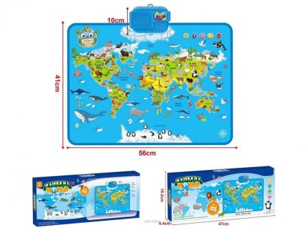 INTERAKTYWNA MAPA ZWIERZĘTA ŚWIATA 47X19 CM 5816