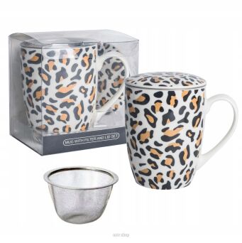 KUBEK Z METAL. ZAPARZACZ PANTERKA 350 ML 5245