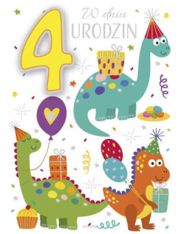 KARTKA URODZINY CYFRY NA GĄBKACH 4 CHŁ (10) 0481