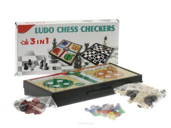GRA 3W1 SZACHY MAGNETYCZNE WARCABY LUDO 4109