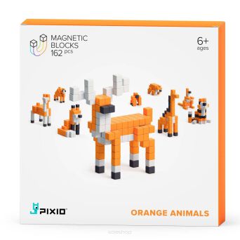 KLOCKI MAGNETYCZNE PIXIO ORANGE ANIMALS 162 0136