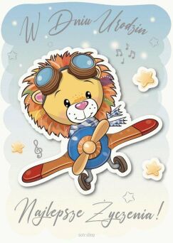 KARTKA URODZINY W DNIU URODZIN LEW 6622 NN
