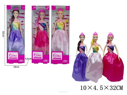 LALKA GINA KSIĘŻNICZKA W SUKIENCE 10X32 CM 7658