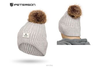 CZAPKA Z ANGORĄ POMPON PTN HAT-07 GREY 7712 NN