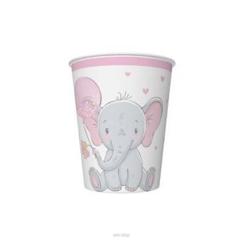 KUBECZKI PAPIER SŁONIK RÓŻ 250ML (8) 6849