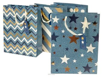 TORBA PREZENTOWA DŻINS GWIAZDKI 26X32 CM (12) 8614