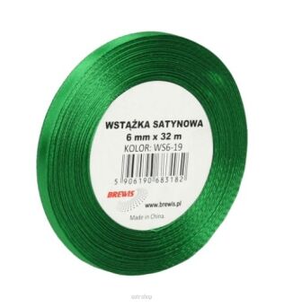 WSTĄŻKA SATYNOWA 6MM/32M C. ZIELONA 3182