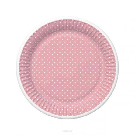 TALERZYKI PAPIEROWE KROPKI RÓŻOWE 18CM (8) 3977