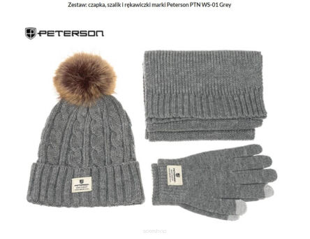 ZESTAW CZAPKA+SZALIK+RĘKAWICZKI PTN WS-01 GREY NN