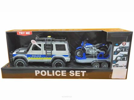 AUTO POLICJA + LAWETA Z MOTOREM DŹW. 46X13 CM 8404